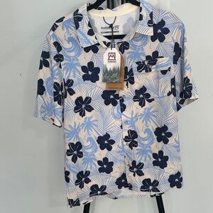 Avalanche Men's Casual Blue and White Floral Shirt